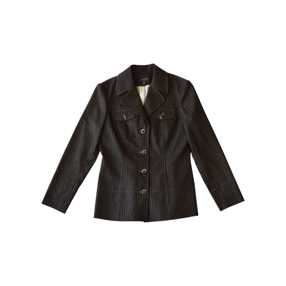 Vintage Classiques Entier Denim Pinstripe Blazer Jacket 6 Petite